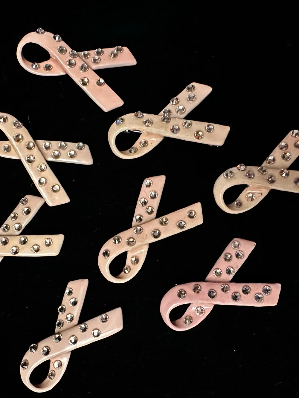 Vintage 2014 Pink Ribbon Crystal Awareness Pin - Women Accessories Lot of 8